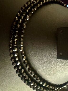 Vintage Black Faceted Bead Wrap Necklace - Women Jewelry